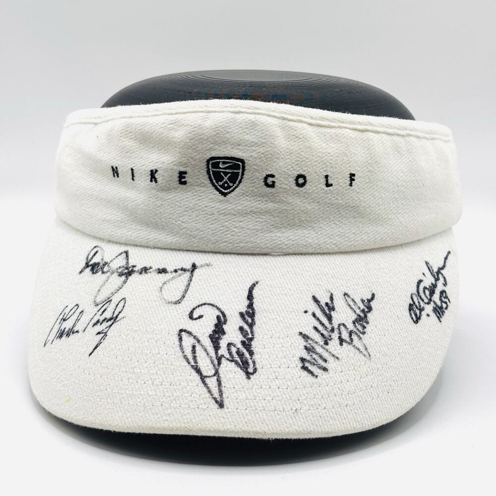 Vintage Autographed Signed Golf Visor Hat Cap Nike Mr 59 Al Geiberger And Others